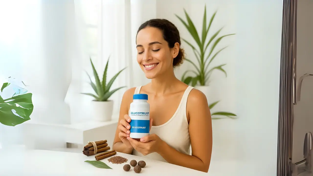 GlucoTrust supplement bottle for blood sugar and metabolism support